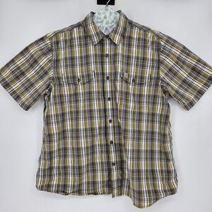 Carhartt Shirt Mens XL Fishing Button Up Short Sleeve Plaid Outdoor Relaxed‎